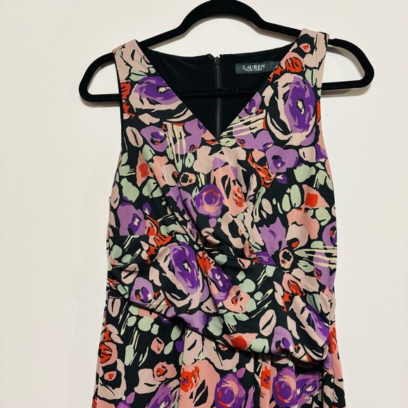 Ralph Lauren Purple and Pink Sleeveless V-Neck Midi Dress - Picture 2 of 5